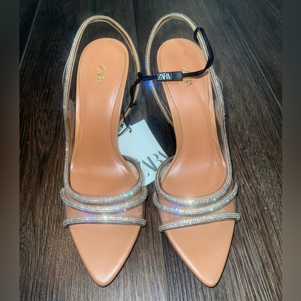 Zara Women's Tan Slingback Heels
